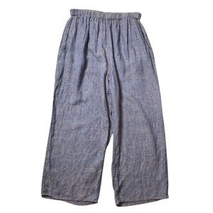 FLAX Linen High-Rise Wide-Leg Cropped Pants size M (10-14)